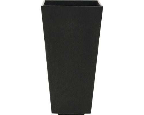 Plantenvaas van gerecycled rubber, 26x26x50 cm, zwart, inclusief zelfbewateringssysteem.