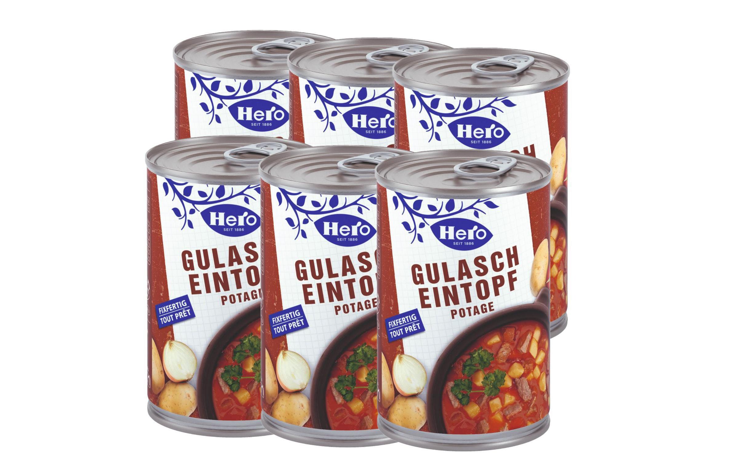 Gulascheintopf 6 x 420 gHerzhaftes Gulasch mit Rindfleisch, Karotten und Peperoni