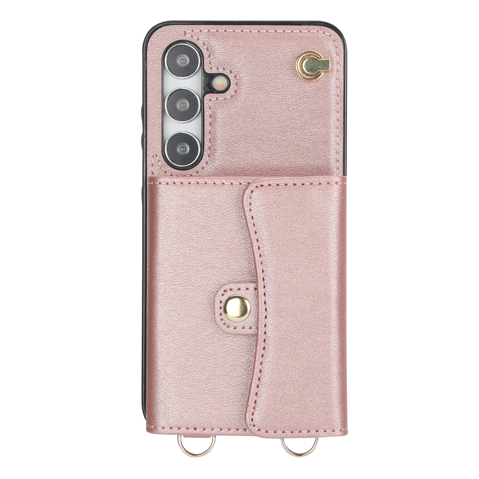 Samsung Galaxy S24  Plus Necklace Leder Schutz Hülle mit Kartenfach   Handykette (140cm) - Roségold