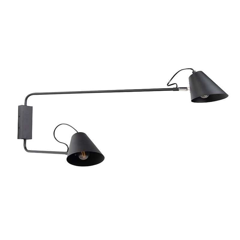 Design wandlamp zwart 2-lichts verstelbaar - Lune