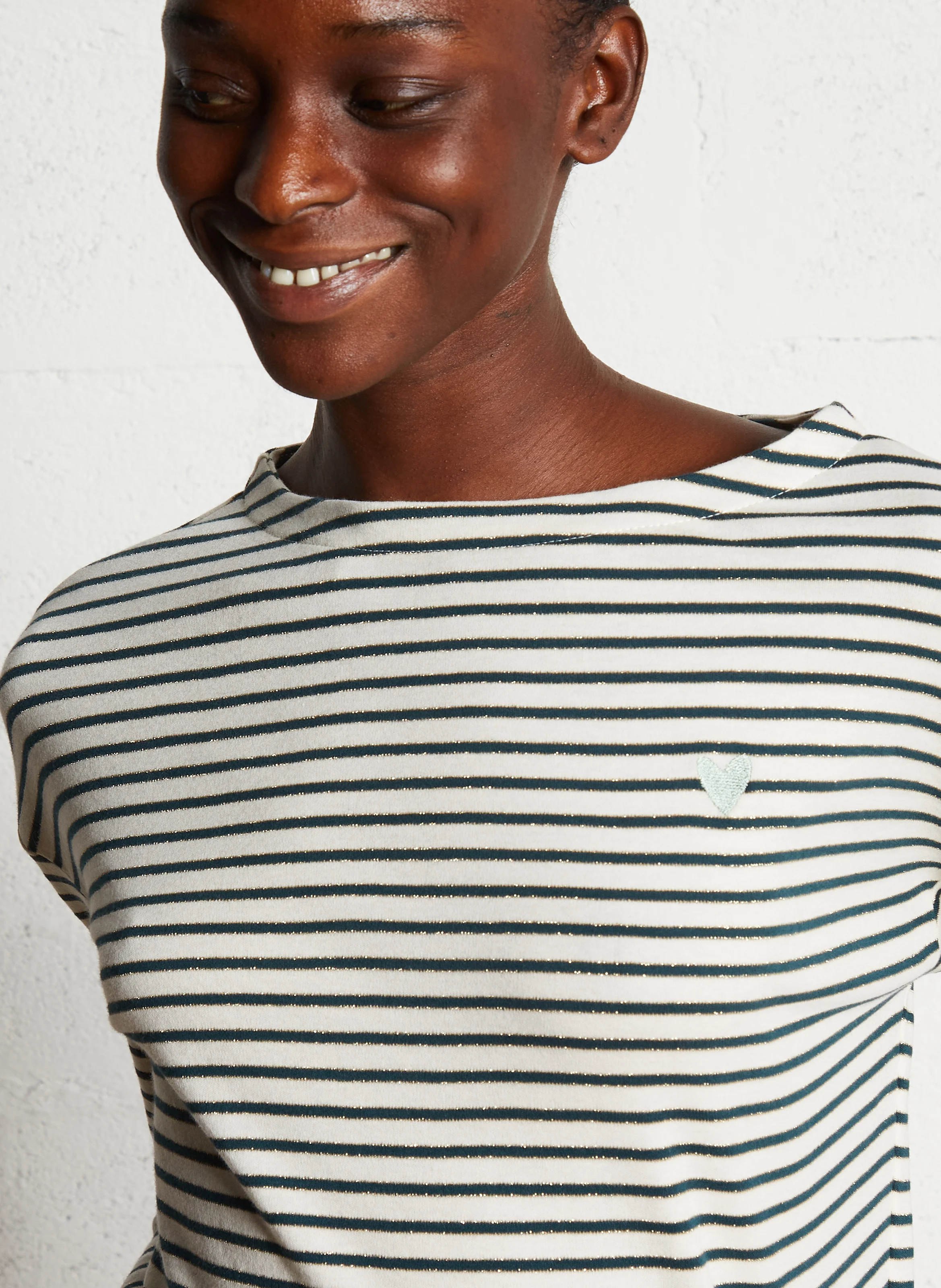 Tee-shirt droit col rond en coton mélangé | Blanc