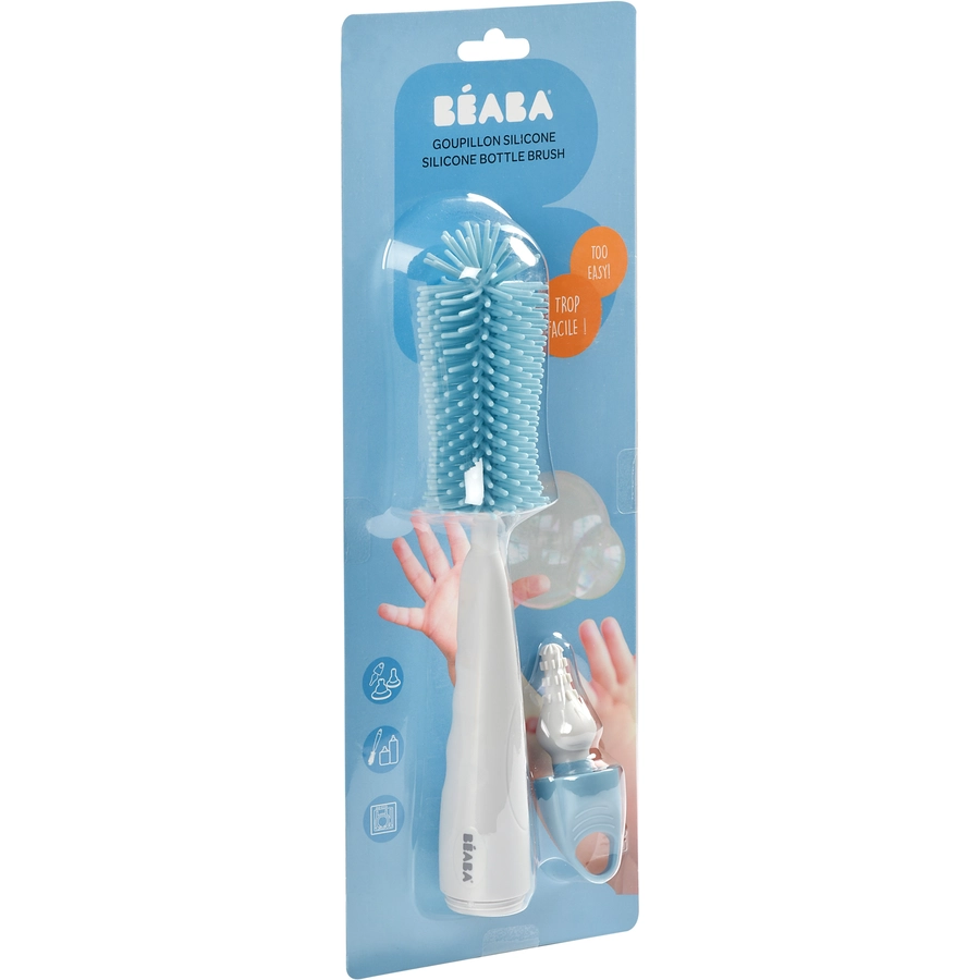 BEABA® Flaschenbürste mit Silikonborsten blaugrau