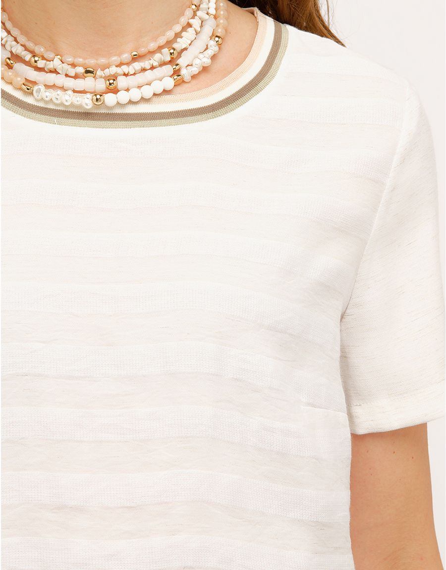 Top rayé beige