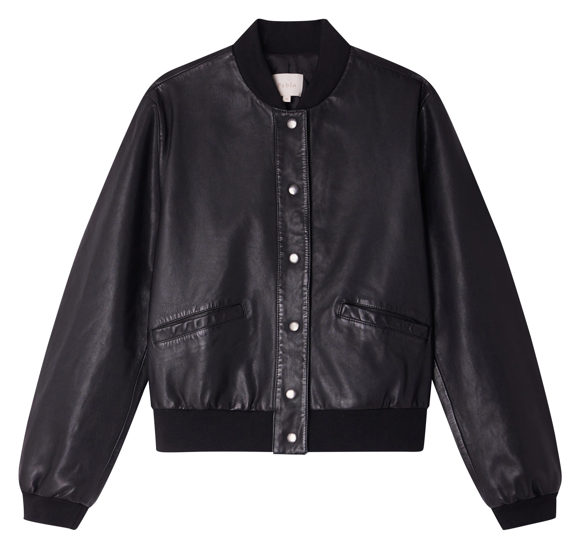 BESS - Blouson col teddy en cuir | Noir
