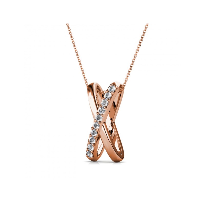 Pendentif X Duo - Or Rosé et Cristal