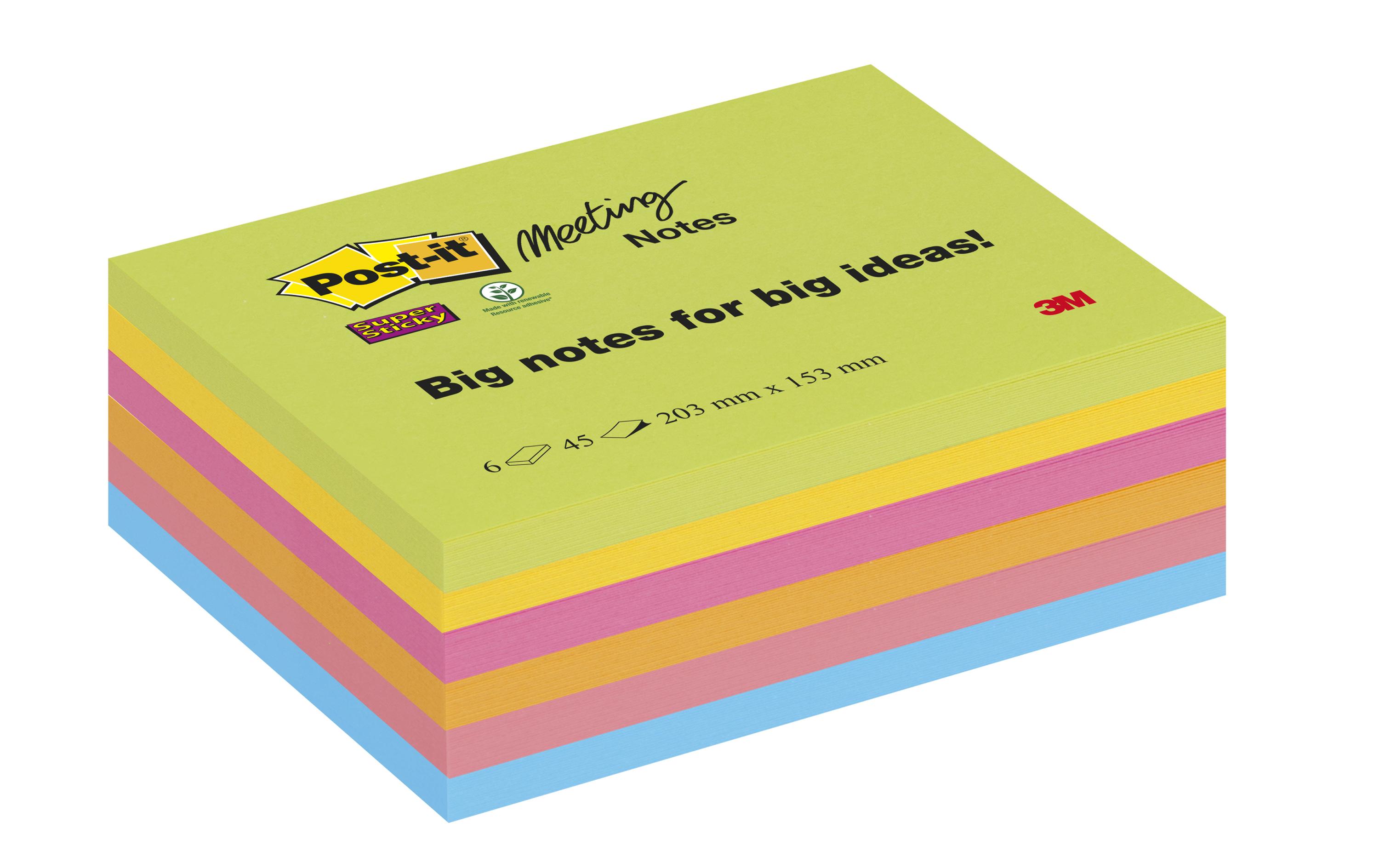 Notizzettel Post-it Super Sticky 20.3 cm x 15.3 cm, 6 BlöckePost-it Super Sticky Haftnotizen Grossformat