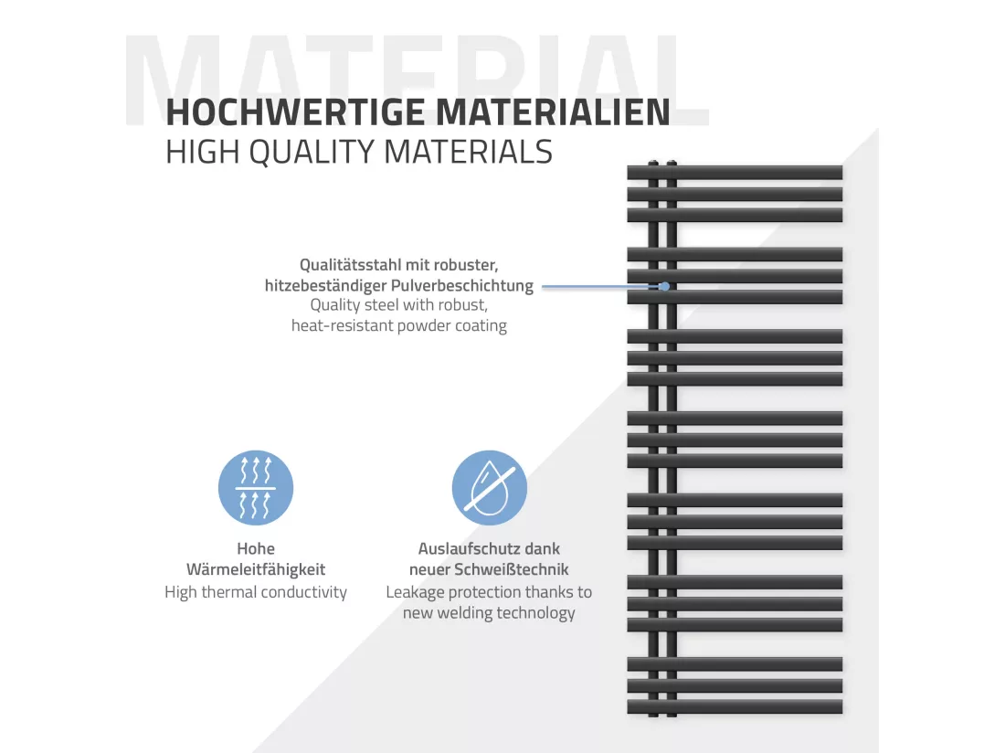Radiateur chauffage bain sèche-serviettes Iron EM Design anthracite 600 x 1600 mm
