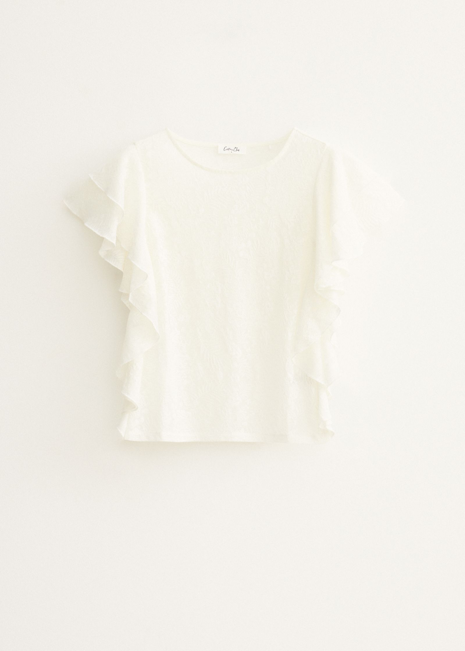 Jacquard T-shirt met ruches