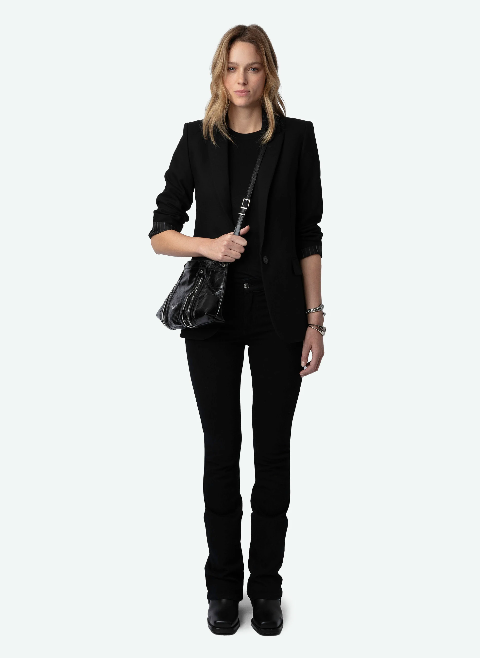 SUNNY MOODY - Sac bandoulière en cuir verni vintage | Noir