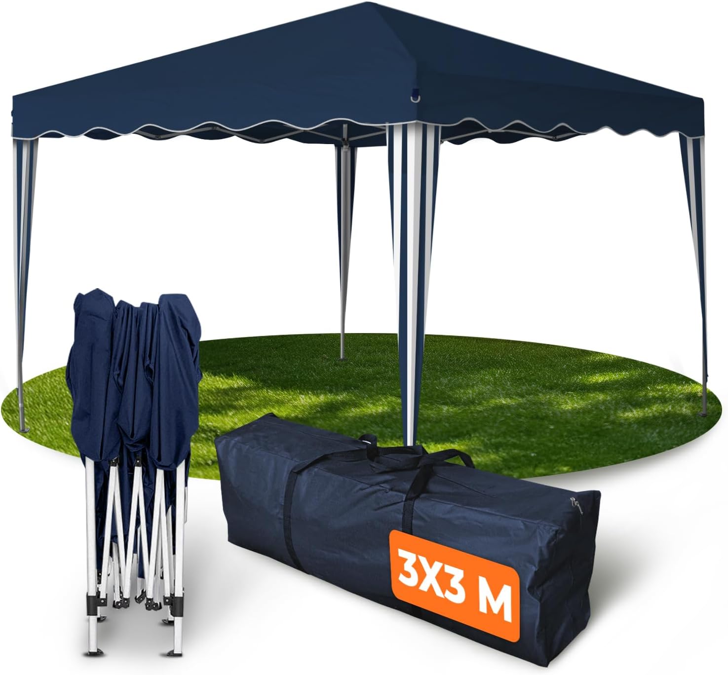 Kronenburg Faltpavillon wasserdicht Dachmaß 3 x 3 m UV Schutz 50+ Pavillon in Blau