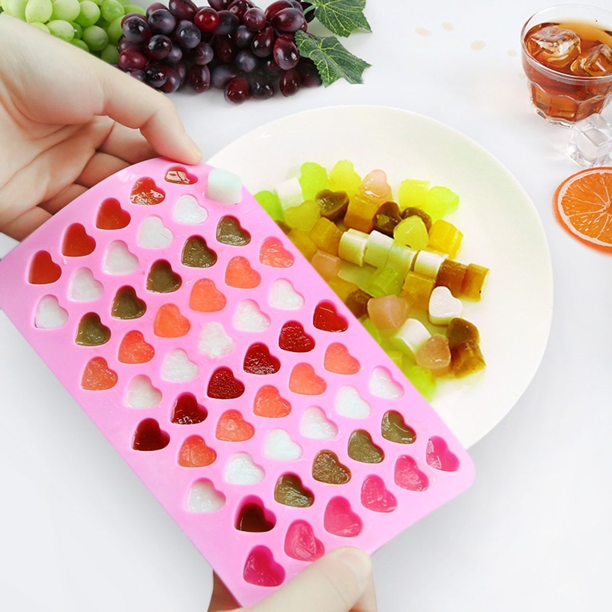 Silikon Eiswürfel Form Herz 55 Gitter Schokolade Gummi Bären Schale BPA Frei