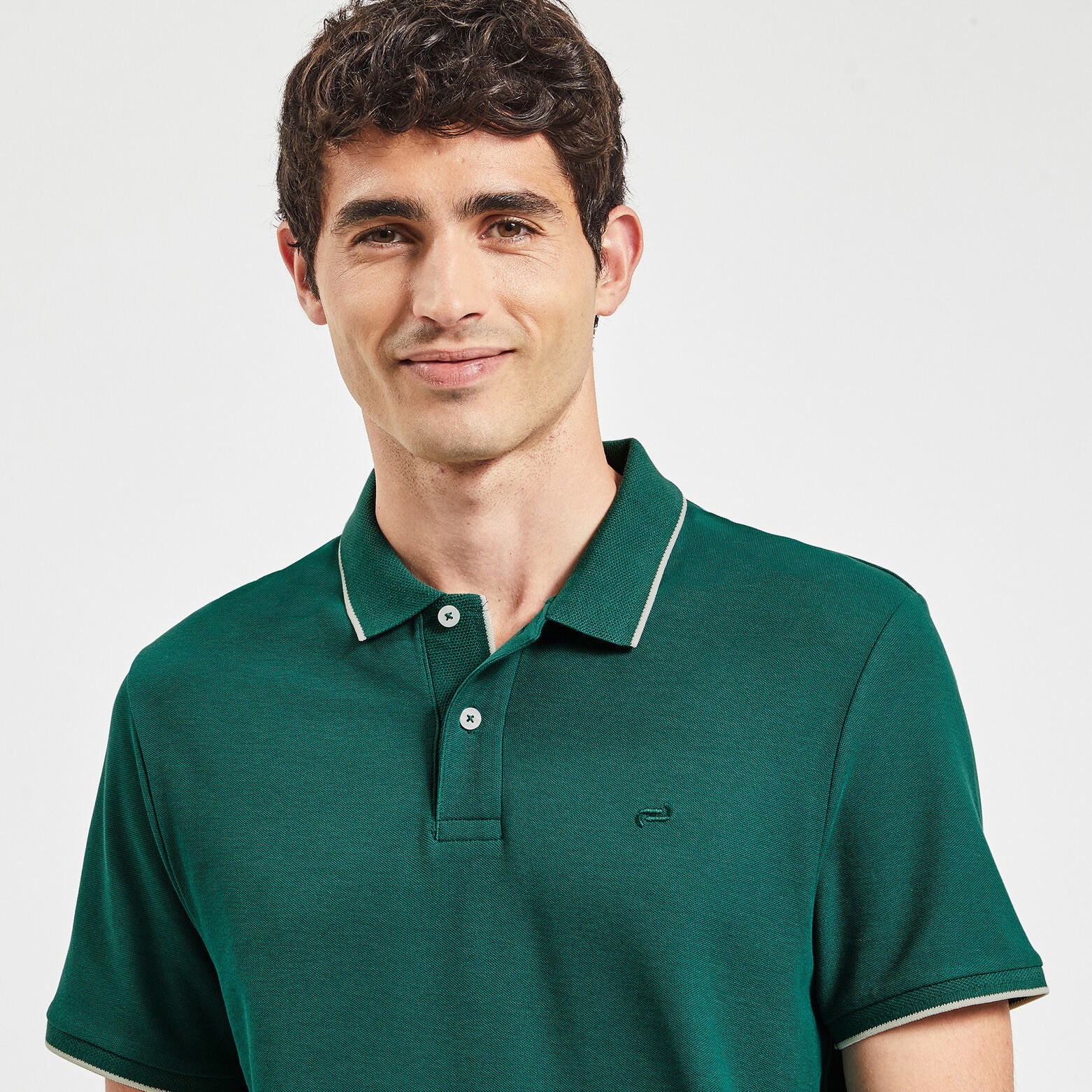 Polo manches courtes uni coton piqué Vert