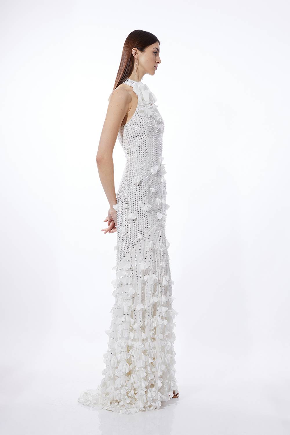 KarenMillen Robe Maxi à Appliqués Floraux et Rosettes Tissées