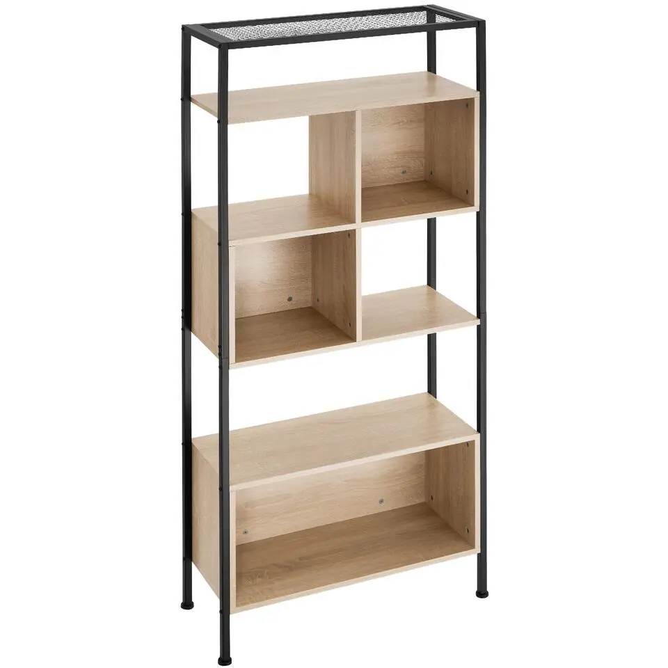 tectake Wandkast Hastings 75x31x170,5cm, Industrieel Licht Hout, Eiken Sonoma