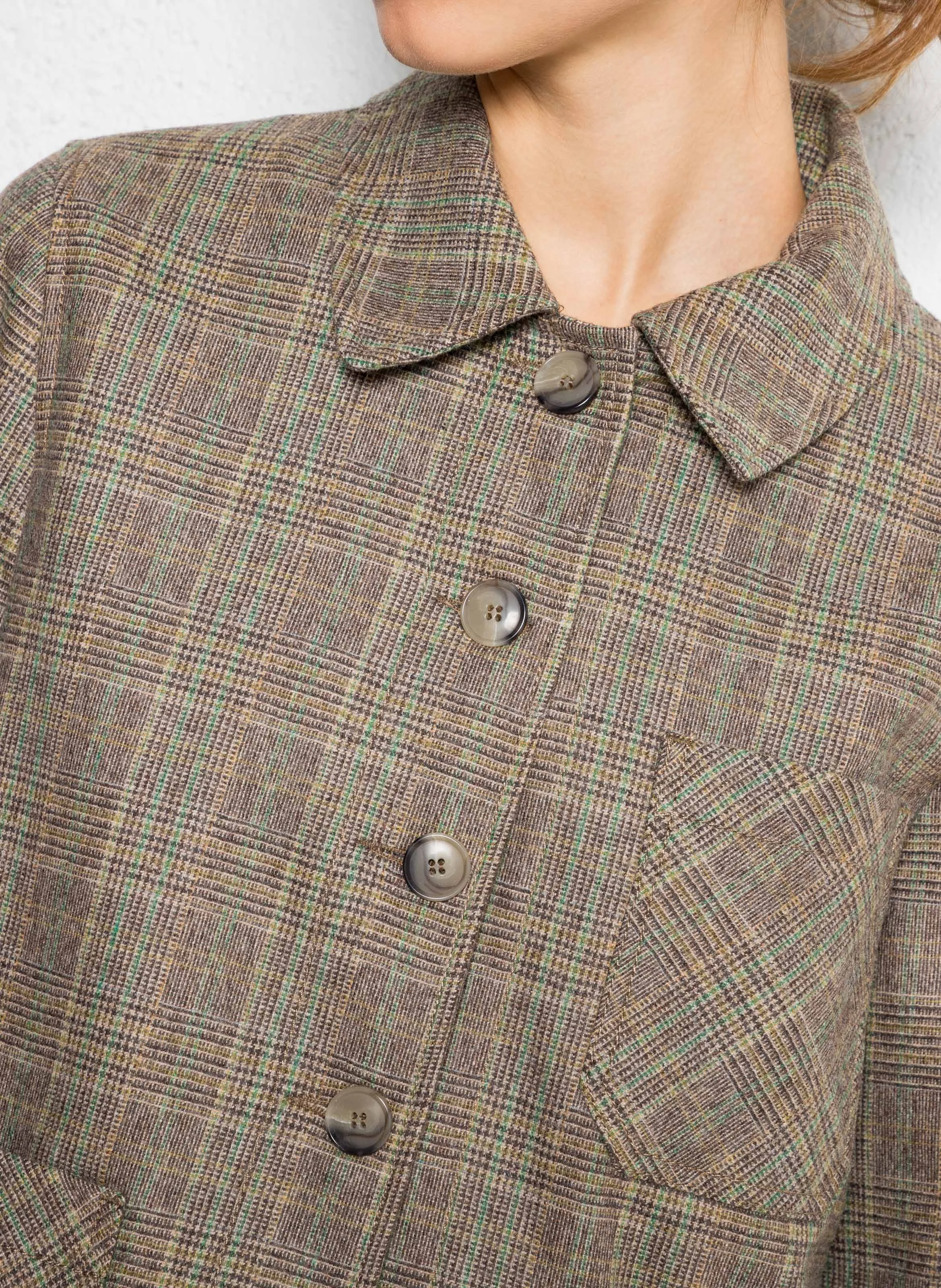GOLTA - Veste droite à carreaux| Marron