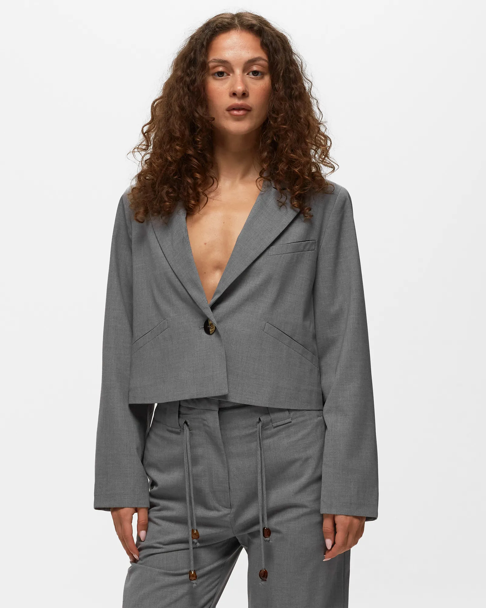 Ganni Drapey Melange Short Blazer