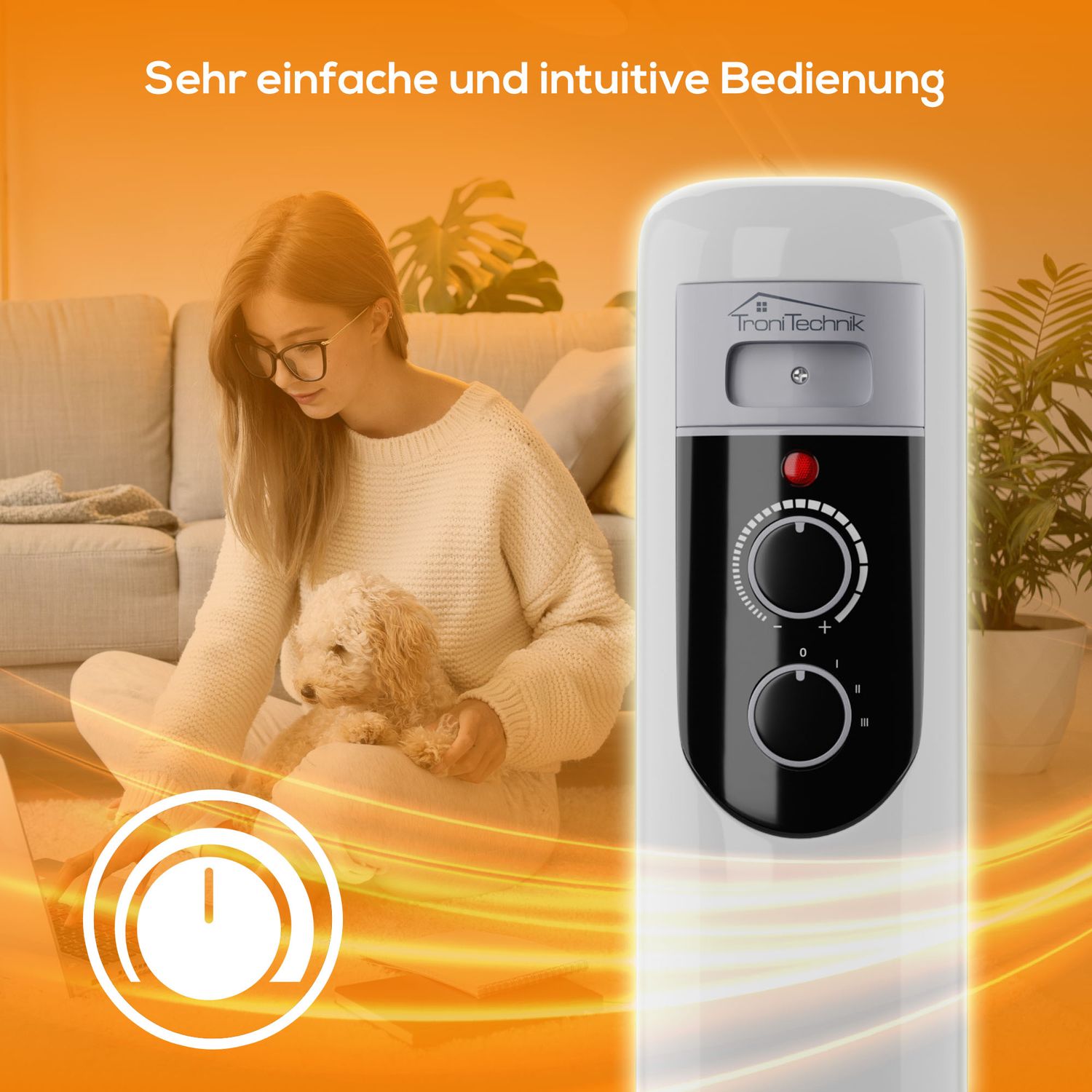 TroniTechnik® Elektroheizung Ölradiator Öl-Heizung Radiator 3 Heizstufen 11 Rippen Elektrischer Heizkörper Thermostat