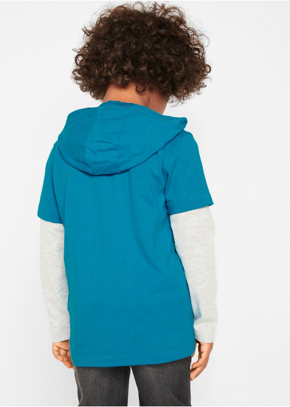 T-shirt double épaisseur à capuche garçon, coton