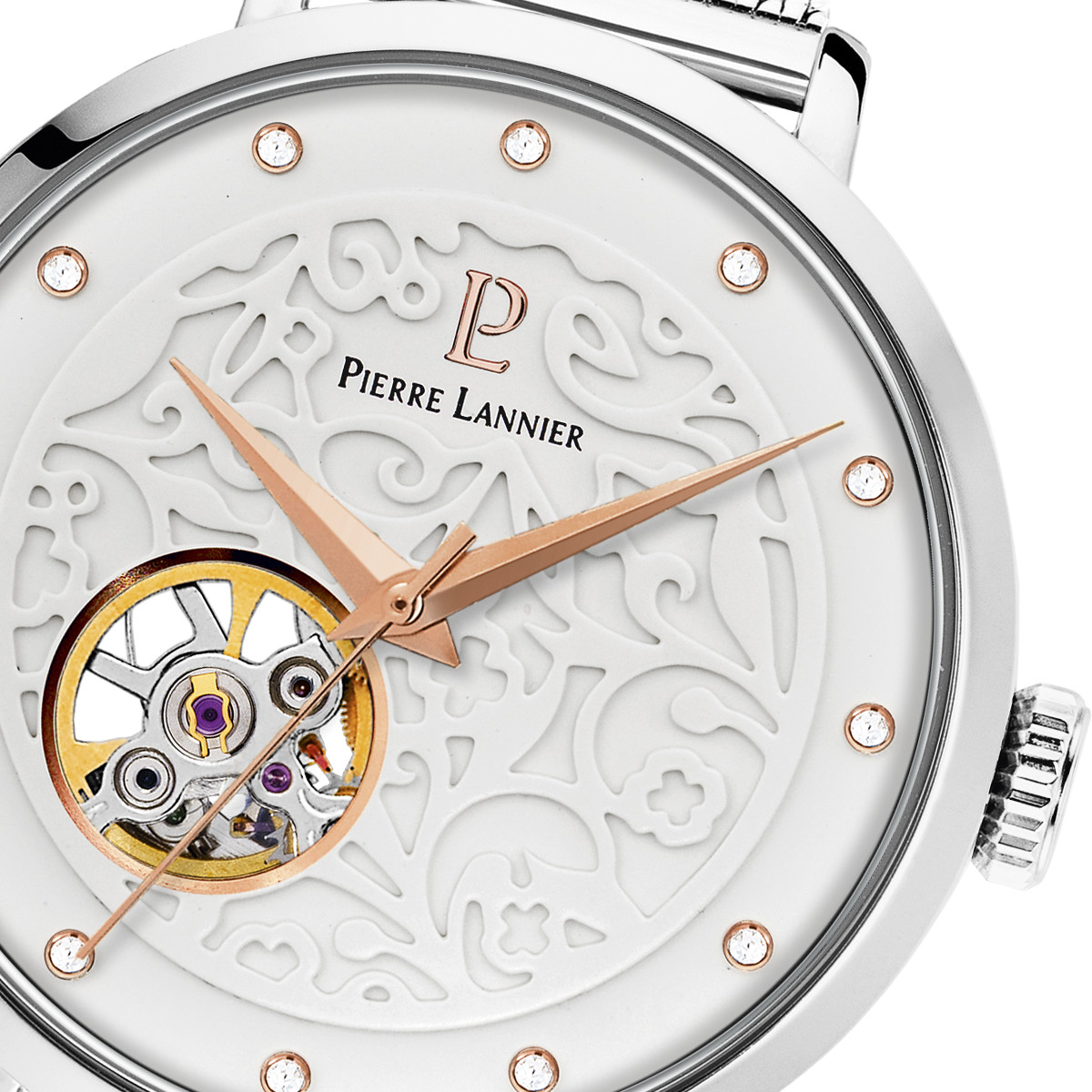 Montre Pierre Lannier femme automatique acier bracelet maille milanaise
