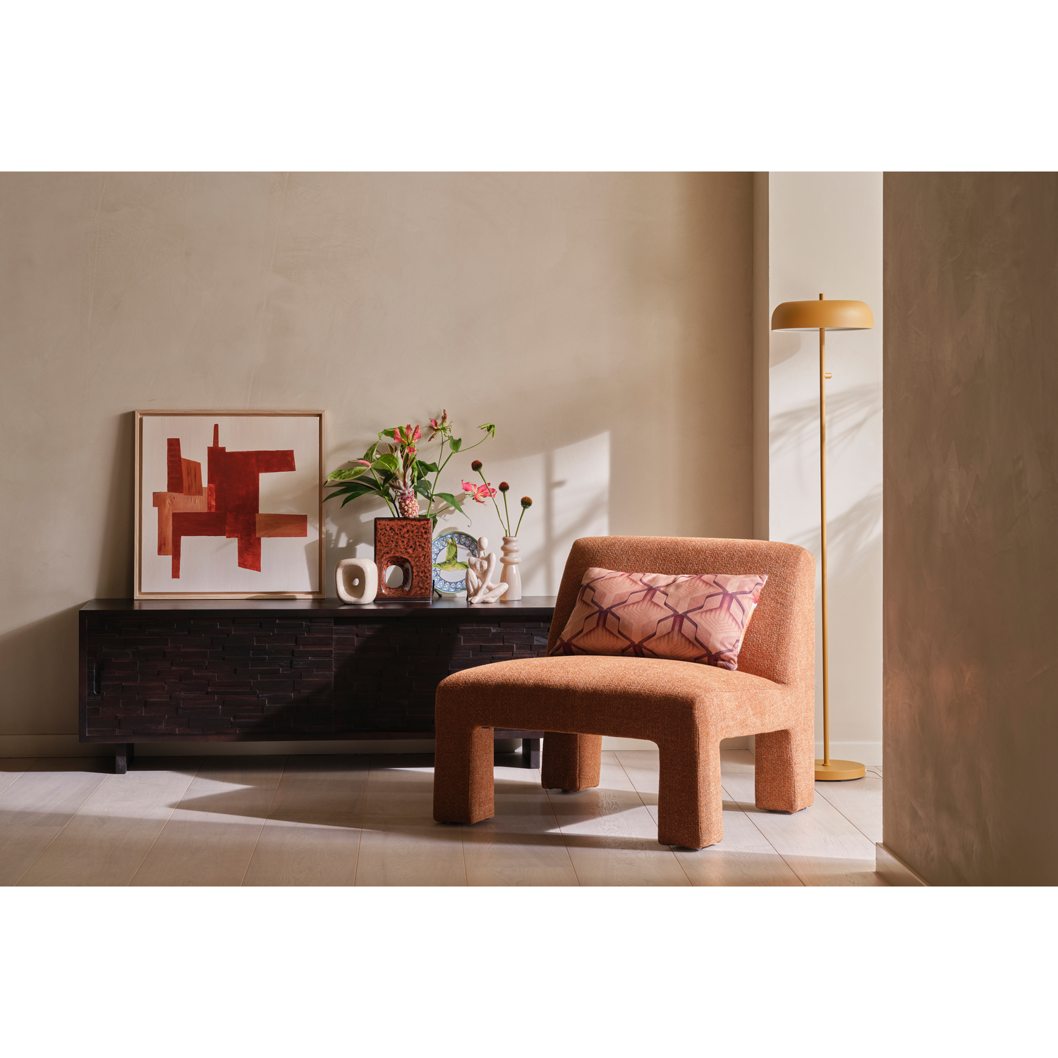 WOOOD Lavid Fauteuil - Polyester - Ginger - 73x74x84