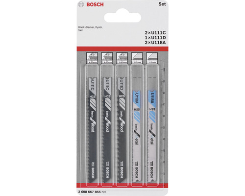Universele decoupeerzaagbladenset Bosch Professional 5-delig.