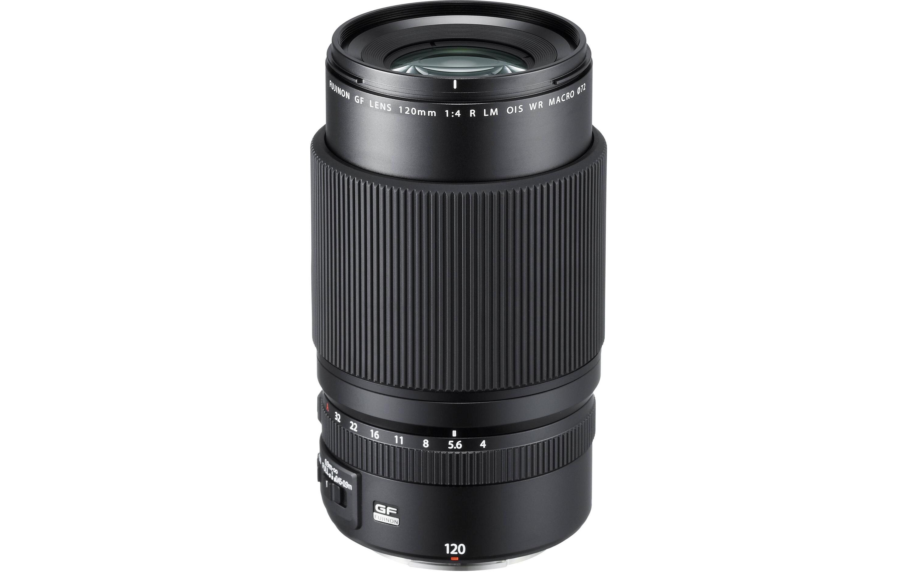 Festbrennweite FUJINON GF 120mm F/4 R LM OIS WR – G-Mount<br>Mittleres-Tele-Makro-Objektiv mit einer maximalen Vergrösserung von 0.5x