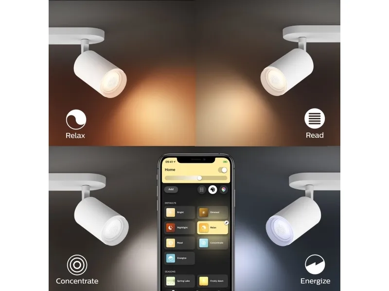 Philips Hue White and Color Ambiance Fugato - Spotlys - LED-lyspære x 4 - GU10 - total: 22.8 W - klasse A  - 16 millioner farver - hvid