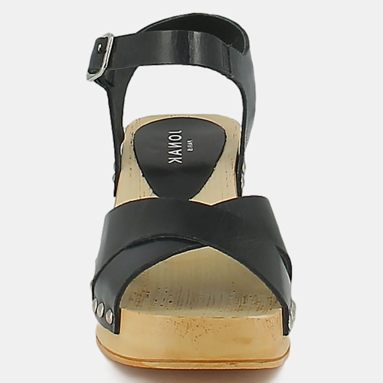 Jonak Sandales sabots en Cuir Mae noires - Talon 3 cm