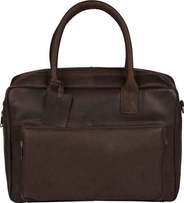 VINTAGE MITCH WORKER - Laptoptas - Zwart - Leer - Geschikt voor 14 inch