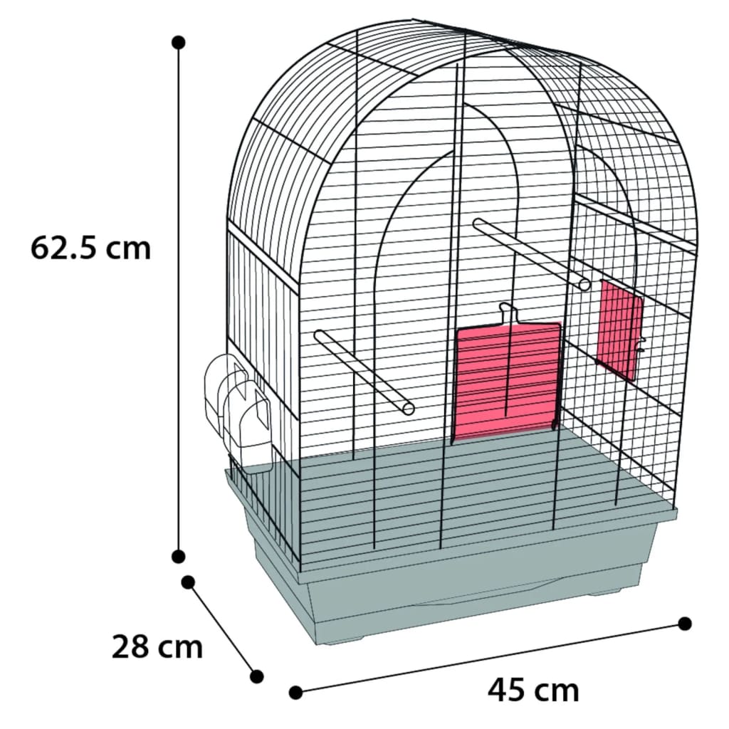 Cage à perruches klara 2 45x28x62,5 cm noir