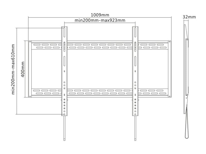 Multibrackets Wandhalterung Universal Wallmount HD 100 kg 9 MB Wandhalterung bis 100