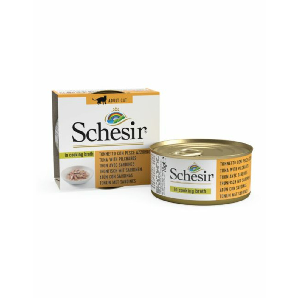 14x Schesir Kattenvoer Gekookte Tonijn en Sardines70 gr