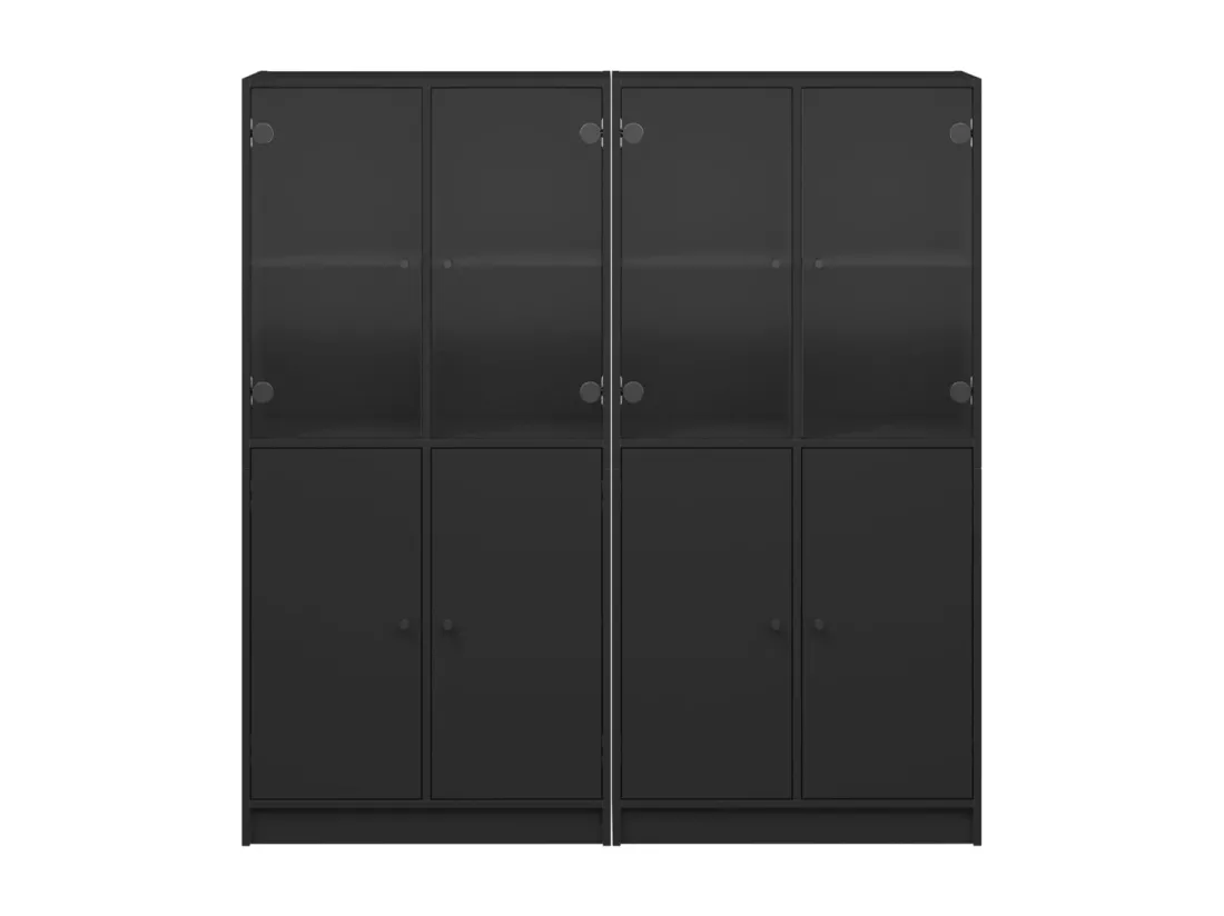 Bibliothèque avec portes noir 136x37x142 cm bois d'ingénierie