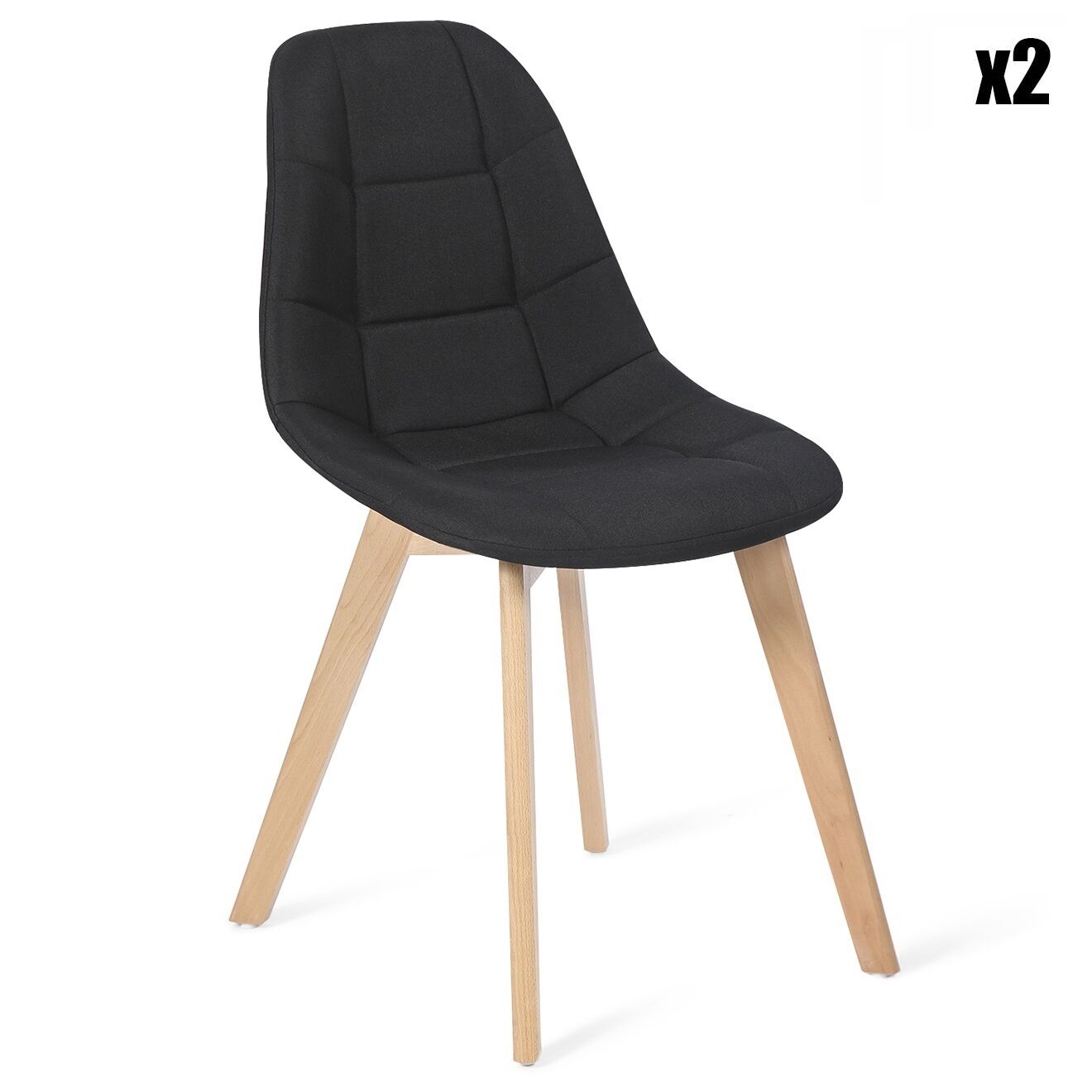 Idomya 2 Chaises Gabriella noires - 46.5x50x88.5 cm
