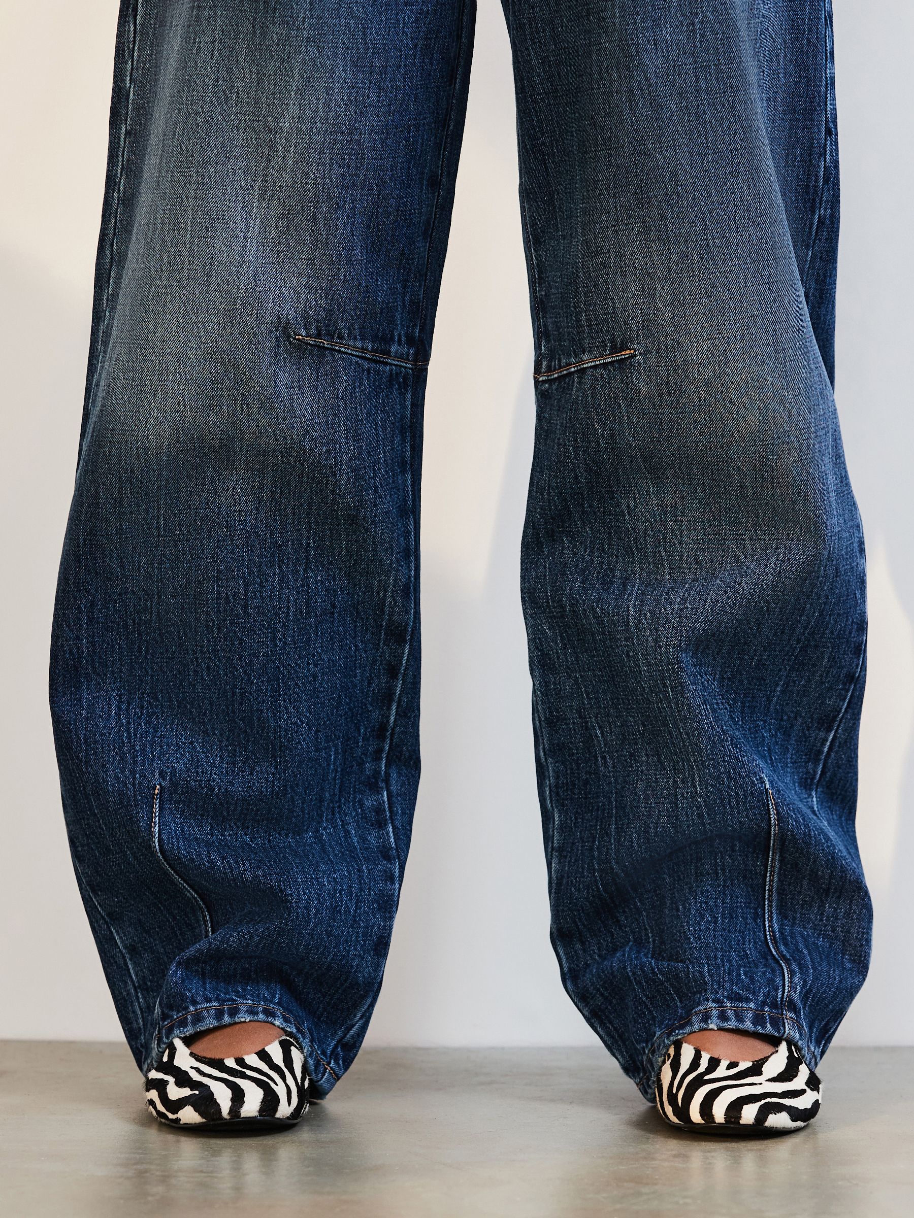 Donkerblauw - Darted Knee Barrel 100% Katoenen Jeans