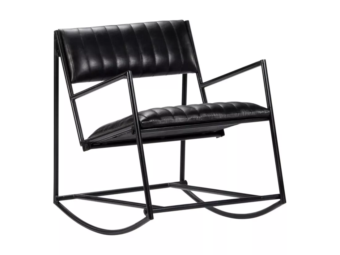 Chaise à bascule Noir Cuir véritable