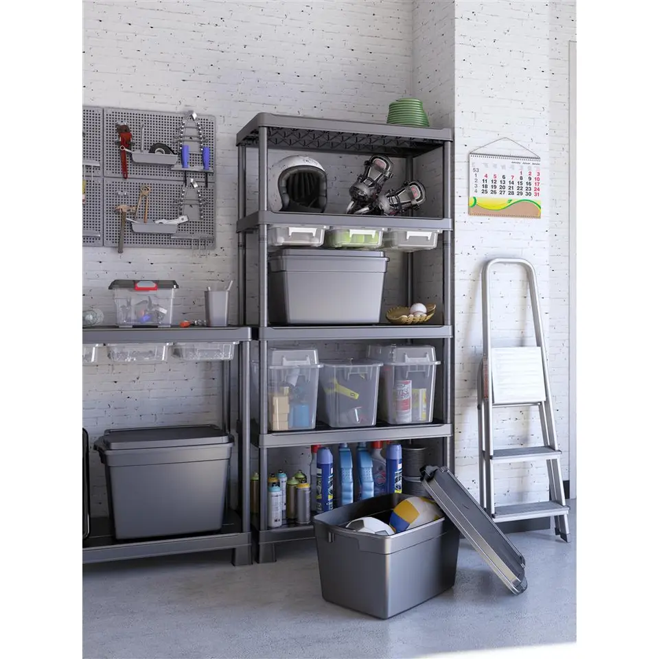 Keter Kunststof Stellingkast Tribac - Opbergrek - 90x45x182cm - zwart
