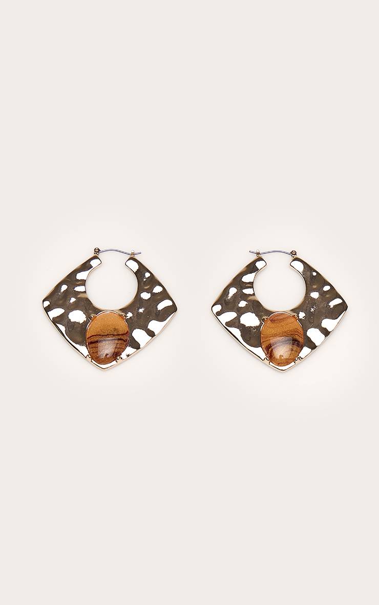 Boucles D'oreilles Statement Abstraites En Œil De Tigre Martelé