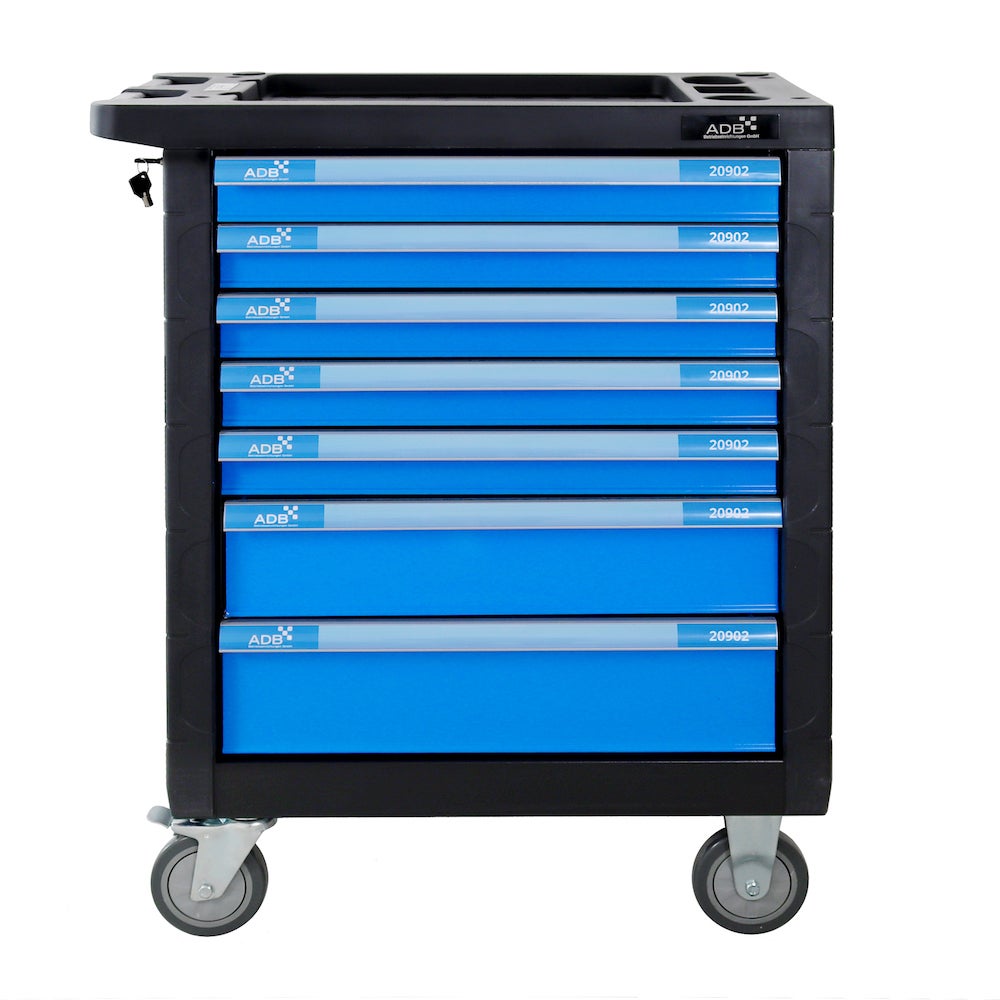 PROREGAL Werkplaatstrolley Cheetah Premium 250-delige gereedschapsset 7 laden HxBxD 97 x 48 x 38 cm Hemelsblauw