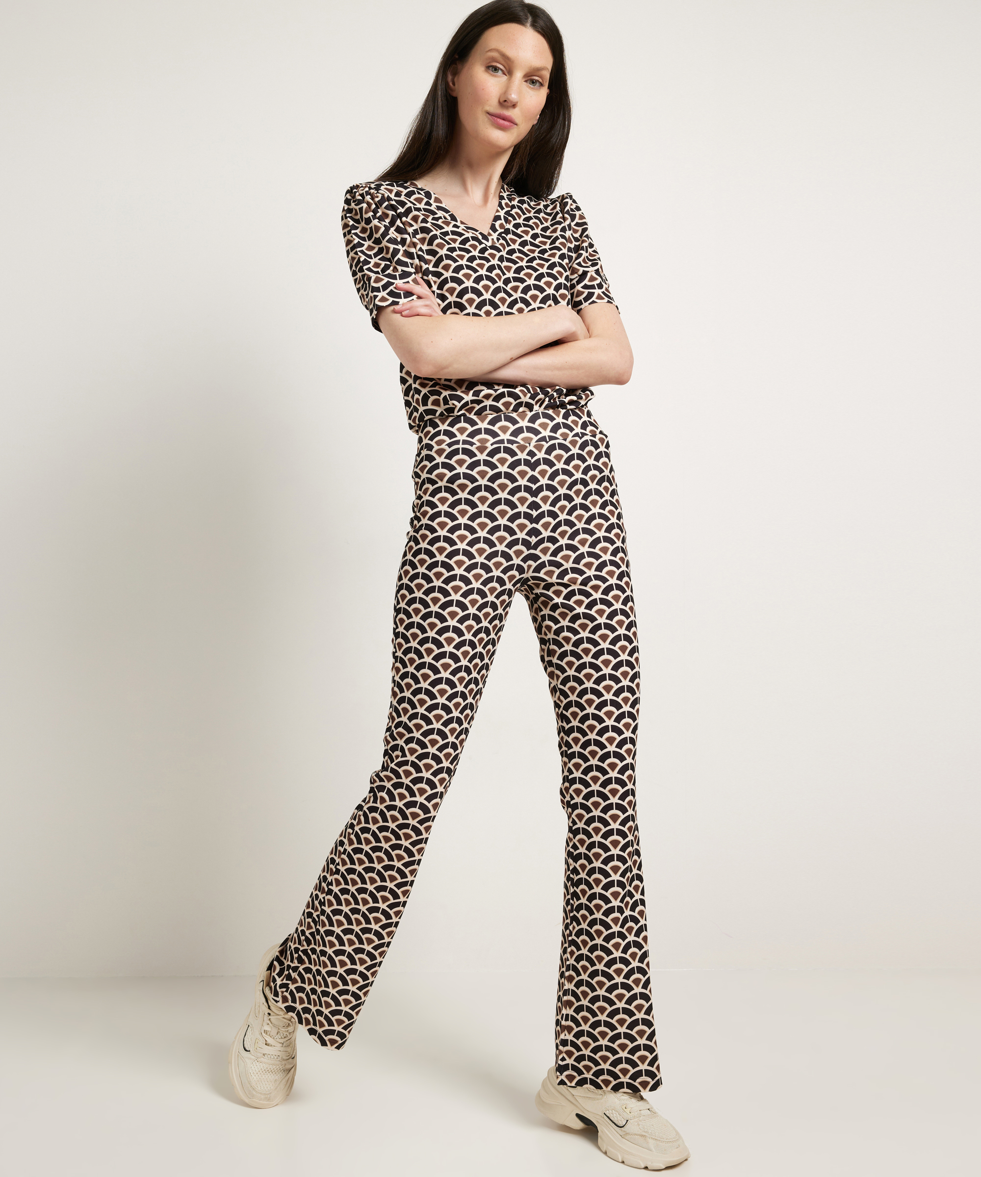 flared fit broek met print