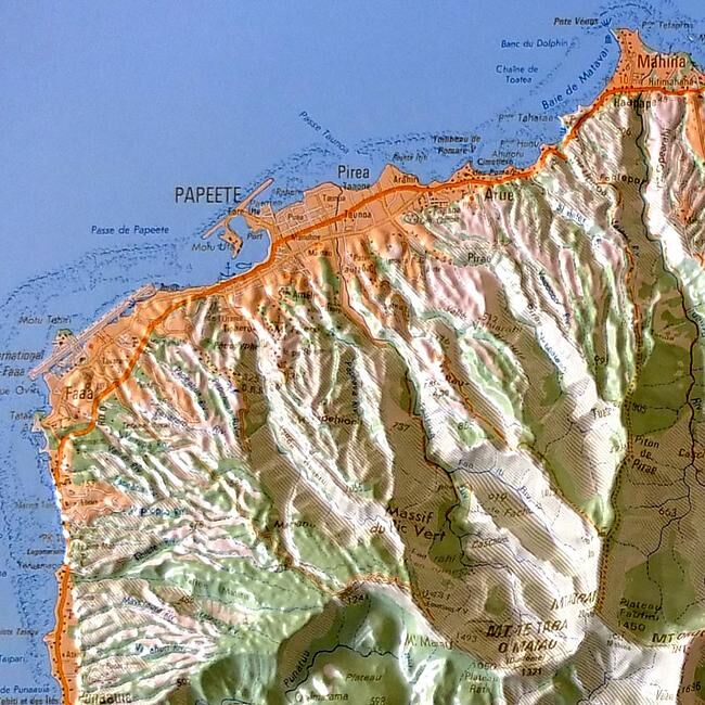 IGN - RELIEF TAHITI 1 100 000 57x72