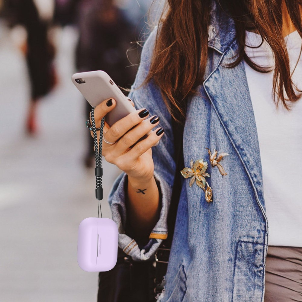 AirPods Pro 2 / AirPods Pro Silikon Schutzhülle Abdeckung mit Handschlaufe - Lila