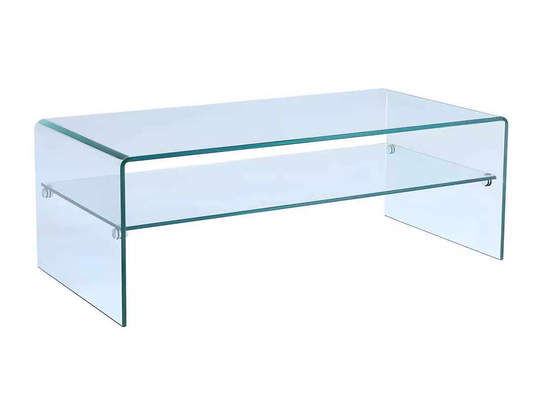 Table basse STILEOS - Double plateau - Verre trempé