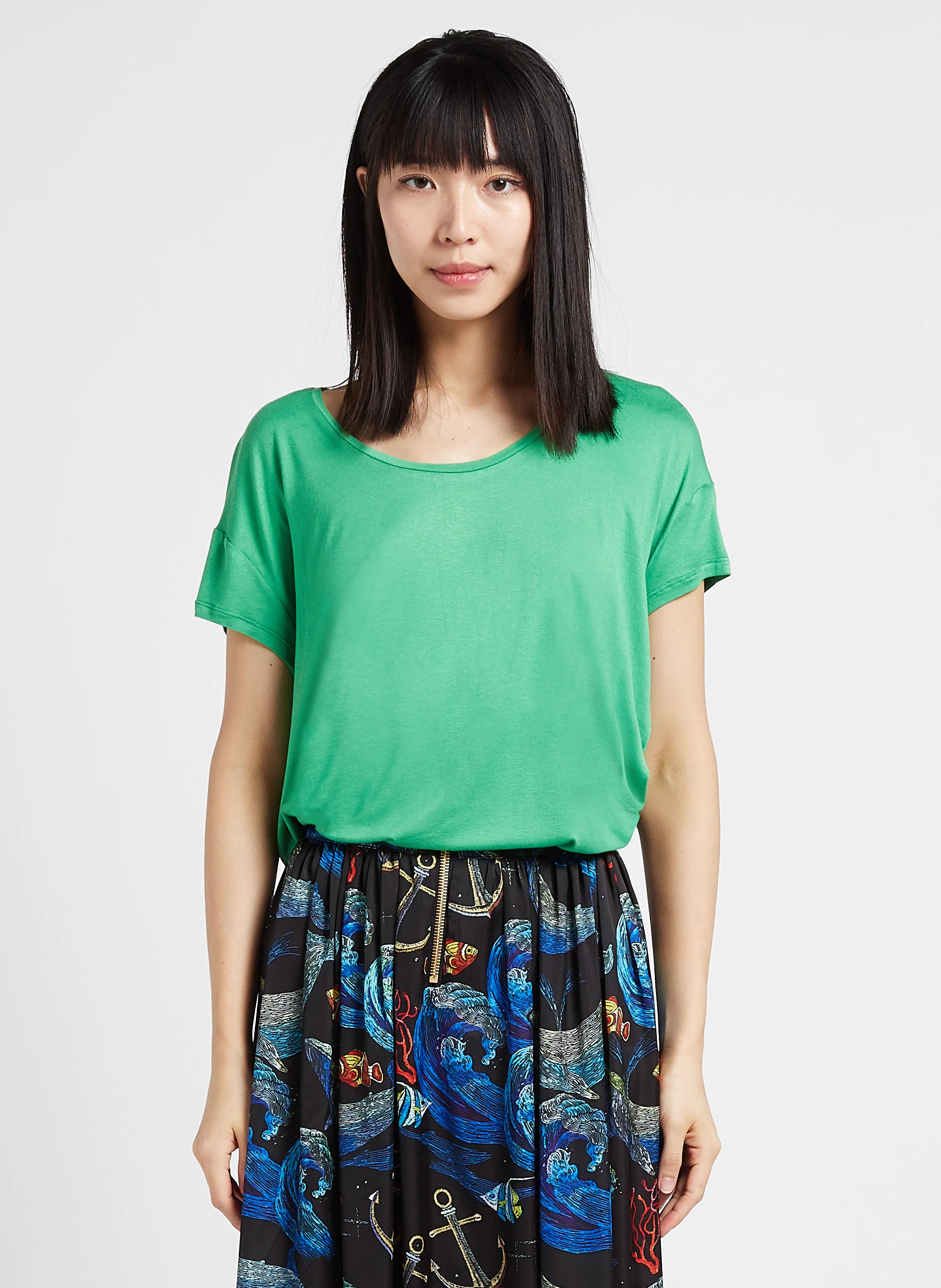 MARLOW - Tee-shirt col rond ample | Vert