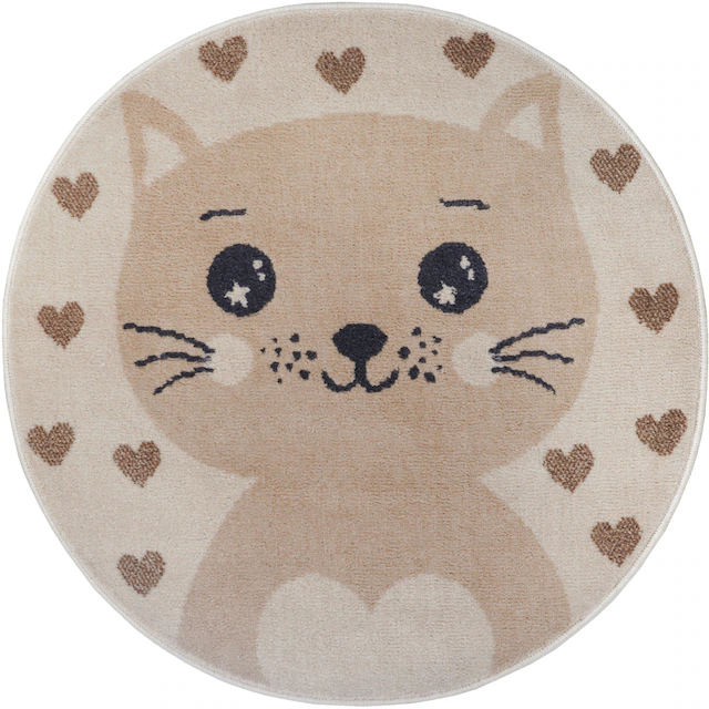 HANSE Home Kinderteppich »Adventures  Cat« rund 8 mm Höhe Spielteppich, fest, Kinderzimmer, Kurzflor, Spielunterlage