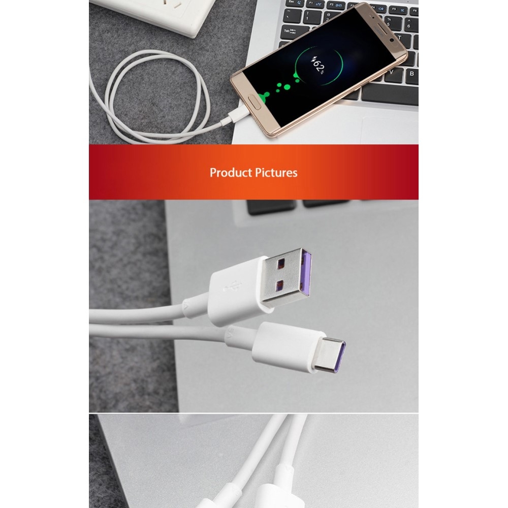 (1m) USB C Ladekabel Datenkabel 5A Super Charge - Weiss