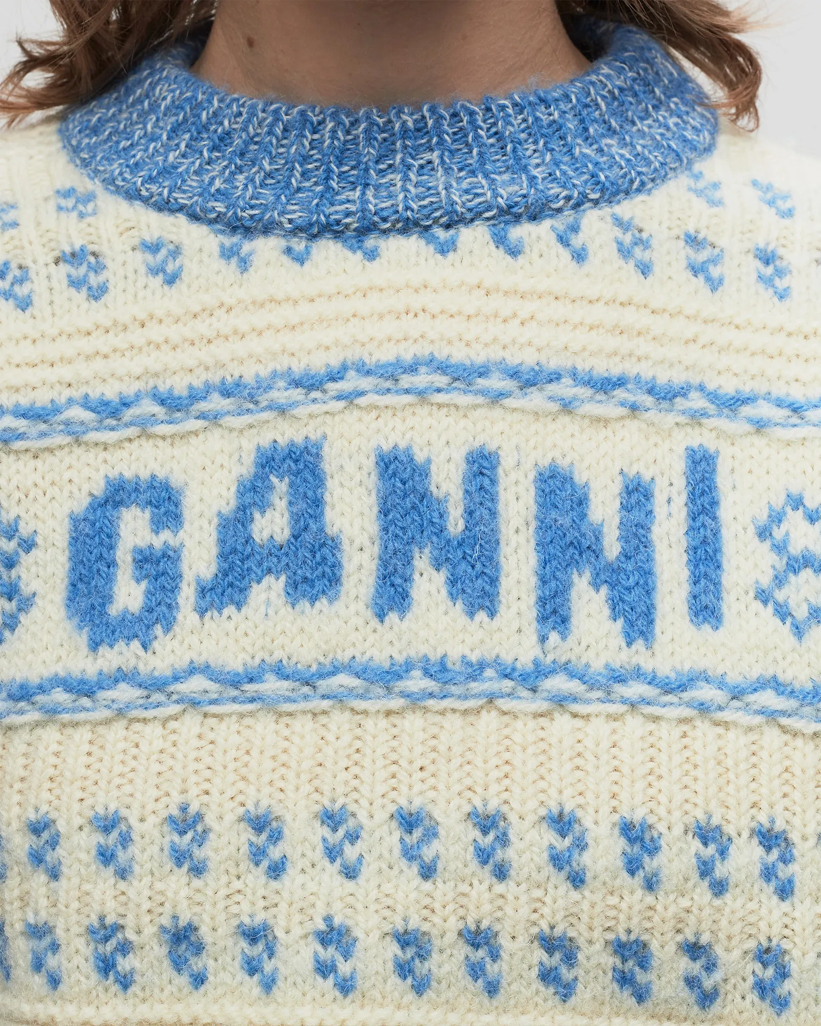 Ganni Graphic Lambswool Cropped O-neck