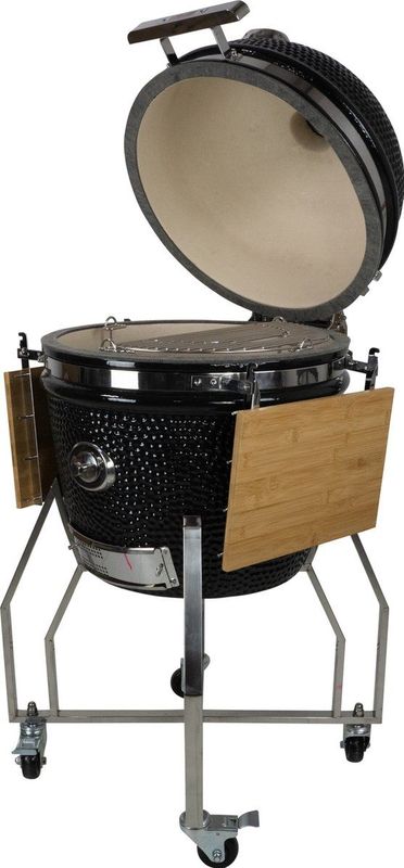 Grill Guru - Large Elite - Kamado Barbecue - Zwart - Met Chipfeeder en Multi-Level Cooking Systeem