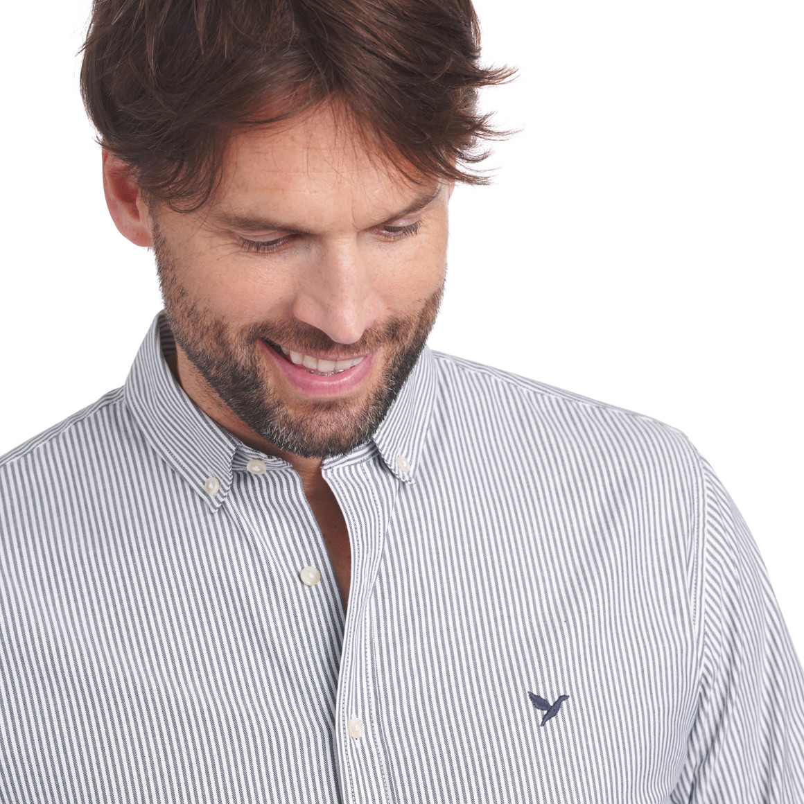 Jonas Nielsen Herren Hemd mit Button-down-Kragen dunkelblau / weiss