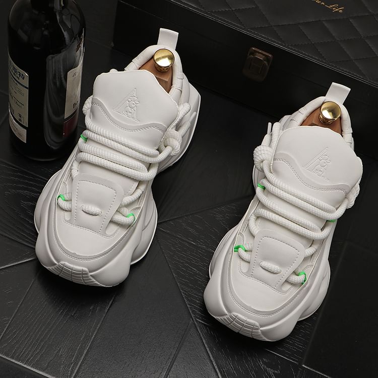 Mr Ozera - Platform Plain Lace Up Sneakers